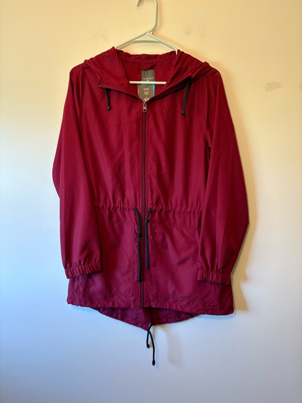 Primark Parka in a Pocket Lightweight Hooded Jacket - Deep Wine Red, Size 0/2